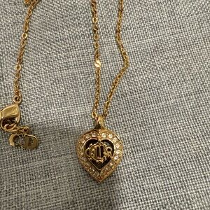 Authentic Vintage Gold Rhinestone Heart Pendant Necklace